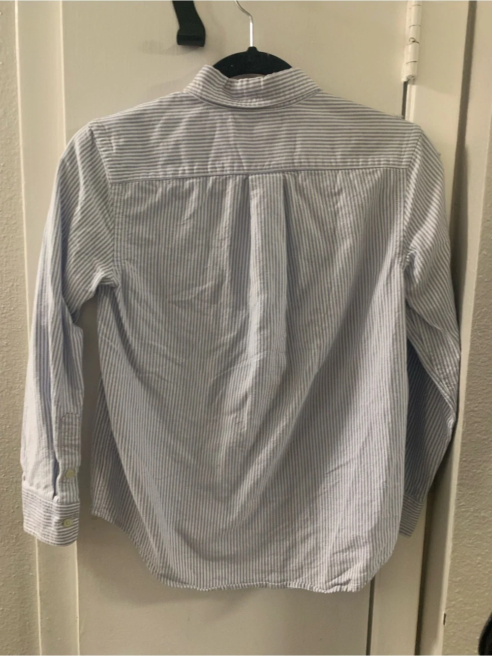 Polo Ralph Lauren Boys Button Down Shirt Blue White Stripe Cotton Size M 10-12